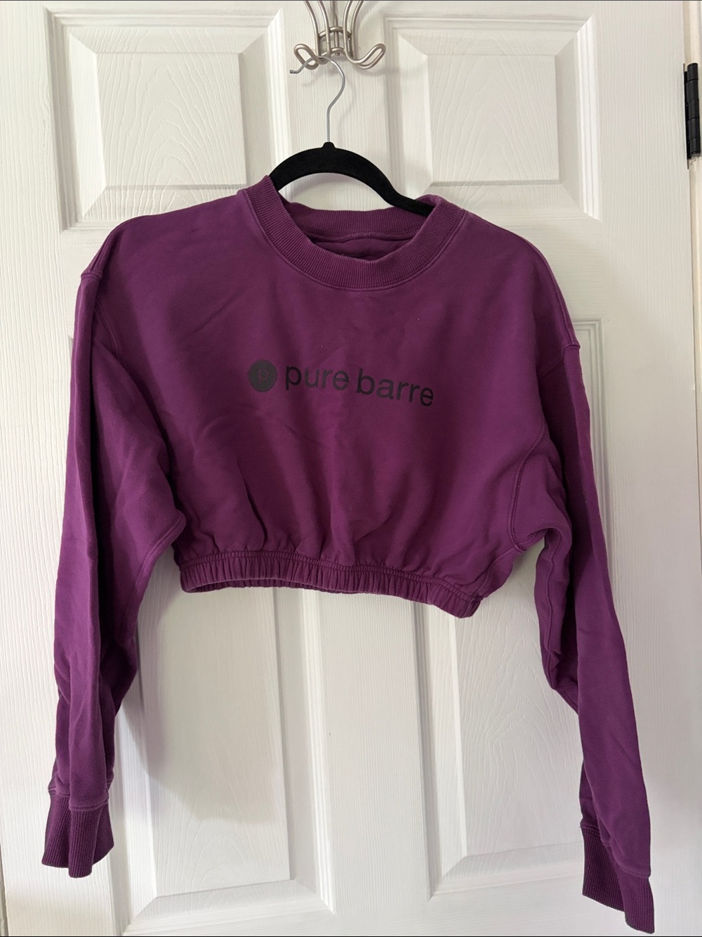Pure Barre Cropped Crew Sweatshirt - Plum Purple